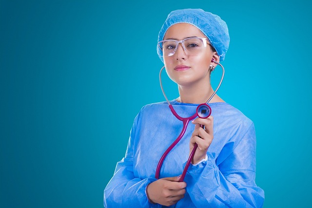 a female nurse holding a stethoscope